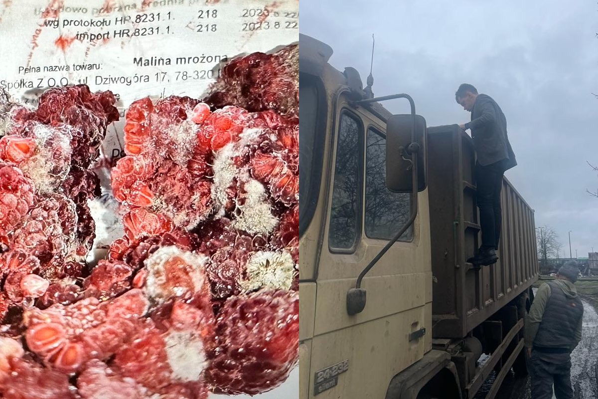 Zapleśniałe maliny cofnięte na Ukrainę. Kołodziejczak kontroluje przewożone towary na granicy